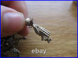 Vintage, Sterling Silver, 70s, Padlock Heart Charm Bracelet, Rabbit Jelly Belly