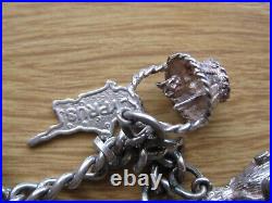 Vintage, Sterling Silver, 70s, Padlock Heart Charm Bracelet, Rabbit Jelly Belly