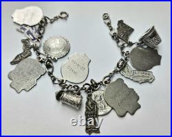 Vintage Sterling Silver 925 Charm Bracelet 14 Charms 33.2 Grams 7