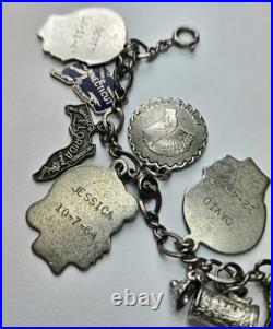Vintage Sterling Silver 925 Charm Bracelet 14 Charms 33.2 Grams 7