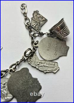 Vintage Sterling Silver 925 Charm Bracelet 14 Charms 33.2 Grams 7