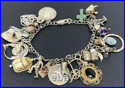 Vintage Sterling Silver 925 Charm Bracelet 7 24 charms