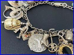Vintage Sterling Silver 925 Charm Bracelet 7 24 charms