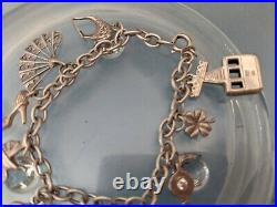 Vintage Sterling Silver 925 Charm Bracelet Weight 18.8 Grams Length 20cm