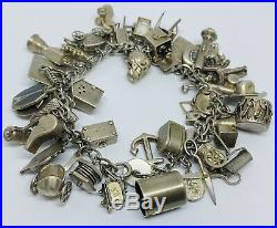 Vintage Sterling Silver (925) Charm Bracelet with 40 Charms