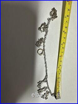 Vintage Sterling Silver 925 Link Charm Bracelet 7 Charms