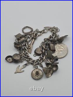 Vintage Sterling Silver 925 Southwestern Cooking Pans Charm Bracelet 6.75 30.7g