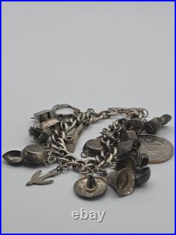 Vintage Sterling Silver 925 Southwestern Cooking Pans Charm Bracelet 6.75 30.7g