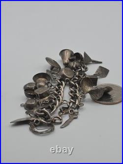 Vintage Sterling Silver 925 Southwestern Cooking Pans Charm Bracelet 6.75 30.7g