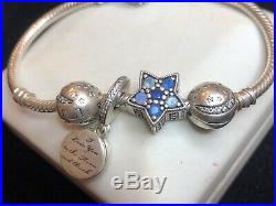 Vintage Sterling Silver Authentic Signed Pandora Charm Bracelet 5 Charms Ale