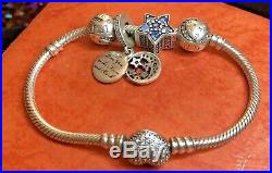 Vintage Sterling Silver Authentic Signed Pandora Charm Bracelet 5 Charms Ale