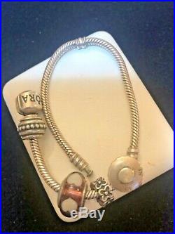 Vintage Sterling Silver Authentic Signed Pandora Charm Bracelet & Charms Ale