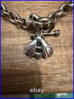 Vintage Sterling Silver Bee Happy Rolo Link Chain Charm Bracelet 8 Vintage Sterling Silver Bee Happy Rolo Link Chain Charm Bracelet 8