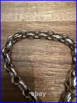 Vintage Sterling Silver Bee Happy Rolo Link Chain Charm Bracelet 8 Vintage Sterling Silver Bee Happy Rolo Link Chain Charm Bracelet 8