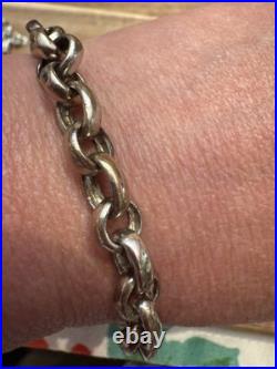 Vintage Sterling Silver Bee Happy Rolo Link Chain Charm Bracelet 8 Vintage Sterling Silver Bee Happy Rolo Link Chain Charm Bracelet 8