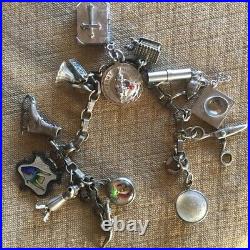 Vintage Sterling Silver Bracelet Loaded Charms