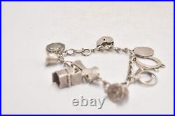 Vintage Sterling Silver Charm Bracelet 10 Charms 19cm Birmingham Hallmark