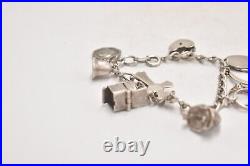 Vintage Sterling Silver Charm Bracelet 10 Charms 19cm Birmingham Hallmark