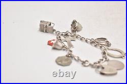 Vintage Sterling Silver Charm Bracelet 10 Charms 19cm Birmingham Hallmark