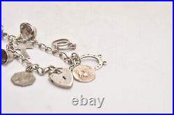 Vintage Sterling Silver Charm Bracelet 10 Charms 19cm Birmingham Hallmark