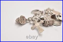 Vintage Sterling Silver Charm Bracelet 10 Charms 19cm Birmingham Hallmark