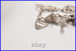 Vintage Sterling Silver Charm Bracelet 10 Charms 19cm Birmingham Hallmark