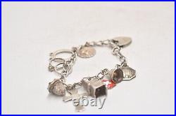 Vintage Sterling Silver Charm Bracelet 10 Charms 19cm Birmingham Hallmark