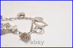 Vintage Sterling Silver Charm Bracelet 10 Charms 19cm Birmingham Hallmark