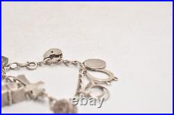 Vintage Sterling Silver Charm Bracelet 10 Charms 19cm Birmingham Hallmark