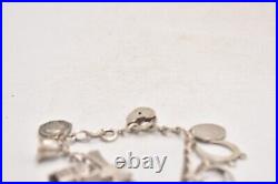 Vintage Sterling Silver Charm Bracelet 10 Charms 19cm Birmingham Hallmark