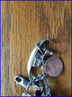 Vintage Sterling Silver Charm Bracelet 16 Charms Heirloom & Travel Theme 50yrs+