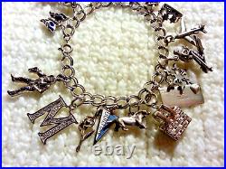 Vintage Sterling Silver Charm Bracelet & 16 Charms, Loaded 7.25 Mixed Theme