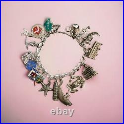 Vintage Sterling Silver Charm Bracelet 18 7 1/2 57.52 Grams