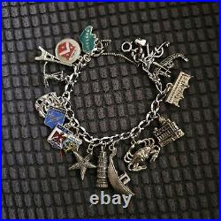 Vintage Sterling Silver Charm Bracelet 18 7 1/2 57.52 Grams