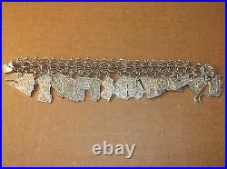 Vintage Sterling Silver Charm Bracelet - 20 U. S. States Charms 7 1/2