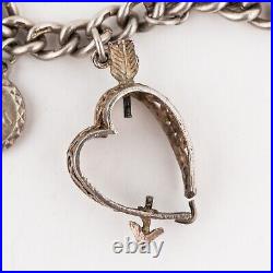 Vintage Sterling Silver Charm Bracelet 21 Charm, Bell, Duck, Rocking Horse