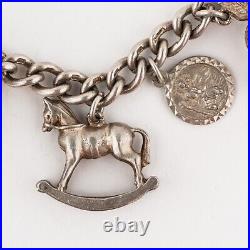 Vintage Sterling Silver Charm Bracelet 21 Charm, Bell, Duck, Rocking Horse