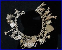 Vintage Sterling Silver Charm Bracelet 23 Charms 7.25 55.5g Animals, Symbols Vintage Sterling Silver Charm Bracelet 23 Charms 7.25 55.5g Animals, Symbols