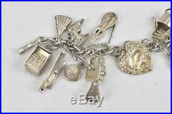 Vintage Sterling Silver Charm Bracelet 24 Charms Scale Wringer Horseshoe Mailbox