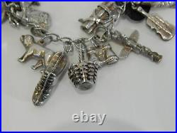 Vintage Sterling Silver Charm Bracelet 26 Charms Western Mexico Misc