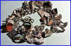 Vintage Sterling Silver Charm Bracelet & 28 Charms, 83.5gr 7.50, LOADED Stanhope
