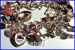 Vintage Sterling Silver Charm Bracelet & 28 Charms, 83.5gr 7.50, LOADED Stanhope