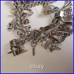 Vintage Sterling Silver Charm Bracelet 30+ Charms P9348 8