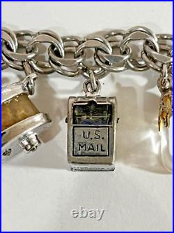 Vintage Sterling Silver Charm Bracelet 7-1/2 Lg 15 Charms 42.7 Grams Vintage Sterling Silver Charm Bracelet 7-1/2 Lg 15 Charms 42.7 Grams