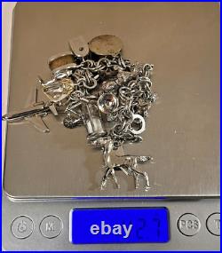 Vintage Sterling Silver Charm Bracelet 7-1/2 Lg 15 Charms 42.7 Grams Vintage Sterling Silver Charm Bracelet 7-1/2 Lg 15 Charms 42.7 Grams
