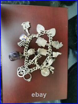 Vintage Sterling Silver Charm Bracelet 925 Used 56.9 Grams