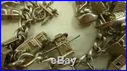 Vintage Sterling Silver Charm Bracelet Bernhard Hertz Danish Eiffel Tower Kiwi
