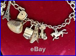 Vintage Sterling Silver Charm Bracelet & Charms 3-d 1960's 42 Grs Loaded Charms