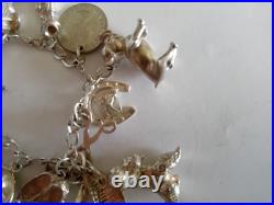 Vintage Sterling Silver Charm Bracelet Dogs Horses Welsh Dragon Boat Car Shoes