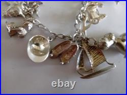 Vintage Sterling Silver Charm Bracelet Dogs Horses Welsh Dragon Boat Car Shoes